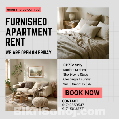 Furnished 2-Bedroom Apartment Rent in Bashundhara R/A,Dhaka